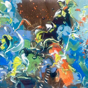 Pintura titulada "GENESIS IO - THE BL…" por Delphine Bernard, Obra de arte original, Acrílico Montado en Cartulina