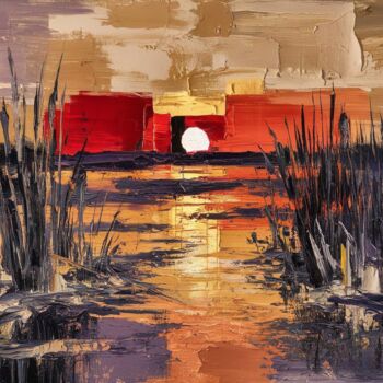 Цифровое искусство под названием "::: Sunset Reeds in…" - Kyozai, Подлинное произведение искусства, Изображение, сгенерирова…