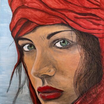Painting titled "ITIJ LA BERBERE" by Jean Pierre Fetis, Original Artwork, Acrylic Mounted on Wood Stretcher frame
