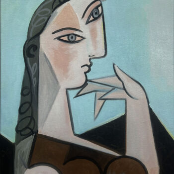 Painting titled "Portrait of a Woman" by Hou Soon Ming, Original Artwork, Acrylic