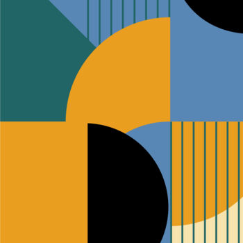 Digitale Kunst getiteld "Abstract Geometry i…" door Chun Yu Guan, Origineel Kunstwerk, AI gegenereerde afbeelding Gemonteerd…
