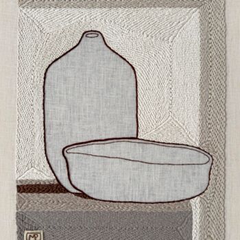 Sztuka tkaniny zatytułowany „Vase Composition XI…” autorstwa Milena Paladino, Oryginalna praca, Haft