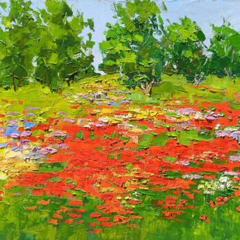 Malerei mit dem Titel "Symphony of Wildflo…" von Hrach Baghdasaryan, Original-Kunstwerk, Öl Auf Keilrahmen aus Holz montiert