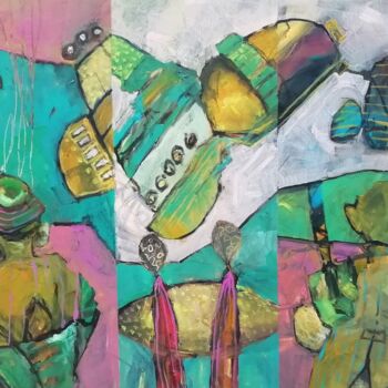 Schilderij getiteld "Abstract fragments 7" door Francisco Santos, Origineel Kunstwerk, Acryl