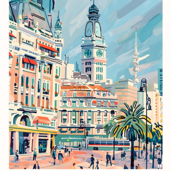 Digitale Kunst mit dem Titel "Buenos Aires Citysc…" von Chun Yu Guan, Original-Kunstwerk, KI-generiertes Bild Auf Karton mon…