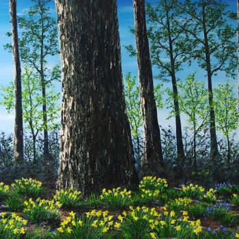 Pittura intitolato "3 Stages of Spring" da Hazel Thomson, Opera d'arte originale, Olio Montato su Telaio per barella in legno