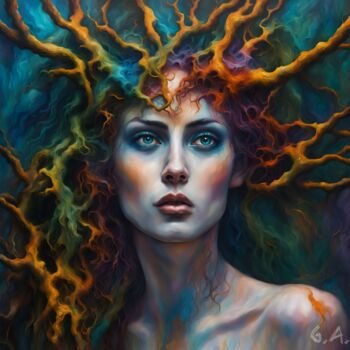 数字艺术 标题为“Némorosa - La Dryad…” 由Gaboriau Gérald, 原创艺术品, 数字油画