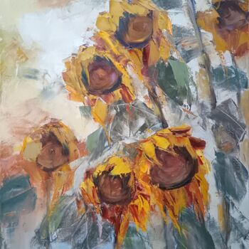 Painting titled "MATURE LOVE" by Emilia Milcheva, Original Artwork, Oil Mounted on Wood Stretcher frame