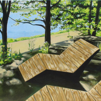 Painting titled "Oaza" by Małgorzta Łodygowska, Original Artwork, Acrylic Mounted on Wood Stretcher frame