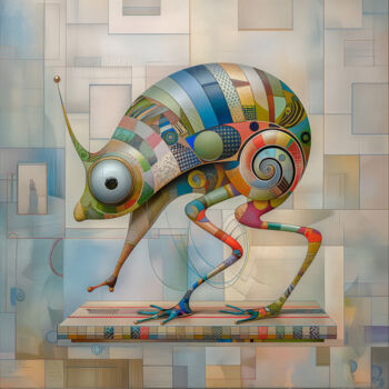 Digital Arts titled "The Code of Being i…" by Alla Pixel, Original Artwork, AI generated image Mounted on Wood Stretcher fra…