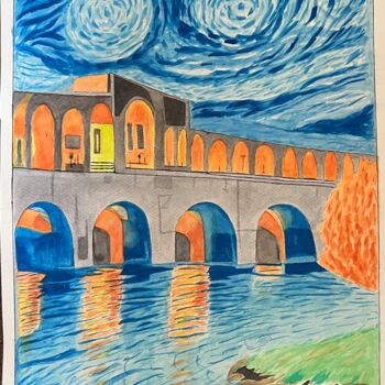 Painting titled "The bridge" by Siyavash Chegeni, Original Artwork, Watercolor