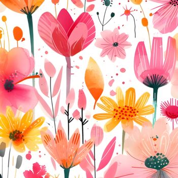 제목이 "Spring Bloom Bouquet"인 디지털 아트 春宇 关로, 원작, AI 생성 이미지 판지에 장착됨