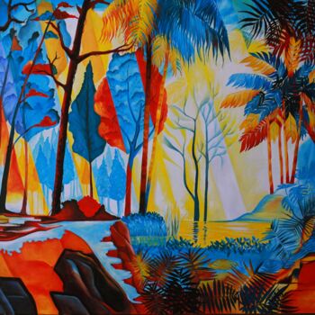 Painting titled "Floresta Tropical" by Ks Green, Original Artwork, Oil
