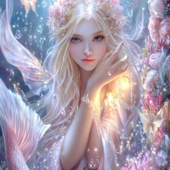 「Ethereal Glow: Guar…」というタイトルのデジタルアーツ Asnat Unngerによって, オリジナルのアートワーク, デジタル絵画