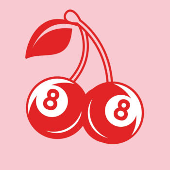 Digital Arts titled "Cherry Eight Ball D…" by Chun Yu Guan, Original Artwork, AI generated image Mounted on Cardboard
