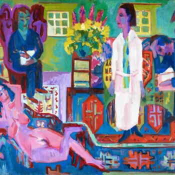 Digitale Kunst getiteld "Elegant Figures in…" door Chun Yu Guan, Origineel Kunstwerk, AI gegenereerde afbeelding Gemonteerd…