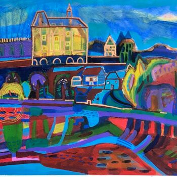 Painting titled "Etang des tirelles 4" by Pierre-Marie Blardoni, Original Artwork, Acrylic Mounted on Cardboard