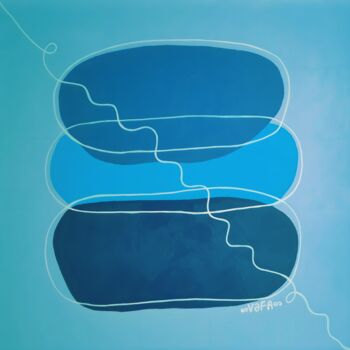Digitale Kunst mit dem Titel "Zen Minimalism. Blu…" von Vafa Majidli, Original-Kunstwerk, Digitale Malerei