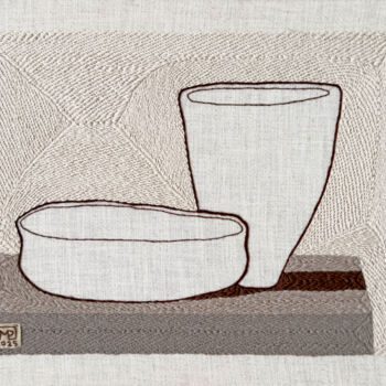 Sztuka tkaniny zatytułowany „Vase Composition XV…” autorstwa Milena Paladino, Oryginalna praca, Haft