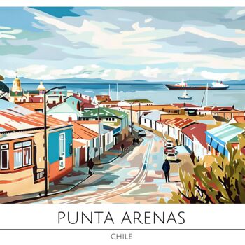 Arts numériques intitulée "Punta Arenas Coasta…" par Chun Yu Guan, Œuvre d'art originale, Image générée par l'IA Monté sur C…