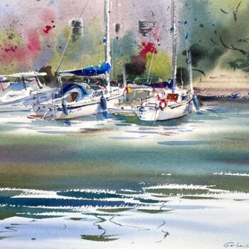 Painting titled "Anchored in Light" by Eugenia Gorbacheva, Original Artwork, Watercolor