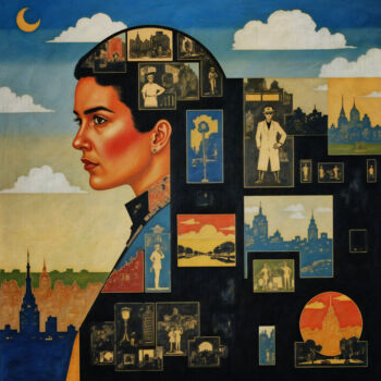제목이 "Echoes of the Human…"인 콜라주 Jan Keteleer로, 원작, 디지털 콜라주