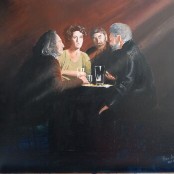 Painting titled "Les conspirateurs" by Paul Sullivan, Original Artwork, Acrylic Mounted on Wood Stretcher frame