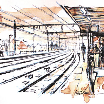 "La Gare d'Athis sou…" başlıklı Tablo Nicolas Le Guillou tarafından, Orijinal sanat, Mürekkep