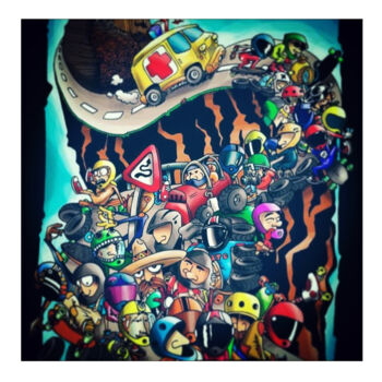 Painting titled ""Bud board" Ink and…" by Luisete Alvarez, Original Artwork, Acrylic