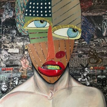 Collages titled "Mad Men II" by Moira Mcainsh, Original Artwork, Acrylic Mounted on Wood Stretcher frame