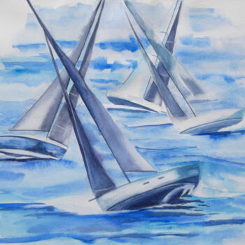 Malerei mit dem Titel "AQUARELLE originale…" von Isabelle Redonnet, Original-Kunstwerk, Aquarell