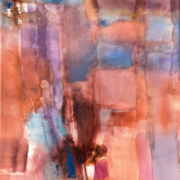 Painting titled "Contrebasse" by Anne Bironneau, Original Artwork, Watercolor Mounted on Wood Stretcher frame