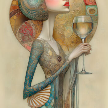 Digitale Kunst mit dem Titel "Goblet of Celestial…" von Alla Pixel, Original-Kunstwerk, KI-generiertes Bild Auf Keilrahmen a…