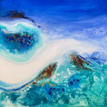 Painting titled "Rêve de récif" by Sonia Di Maccio, Original Artwork, Acrylic Mounted on Wood Stretcher frame