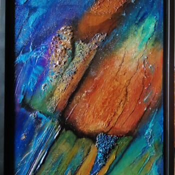 Malerei mit dem Titel "Le chant des sédime…" von Sandrine Engle, Original-Kunstwerk, Acryl Auf Holzplatte montiert