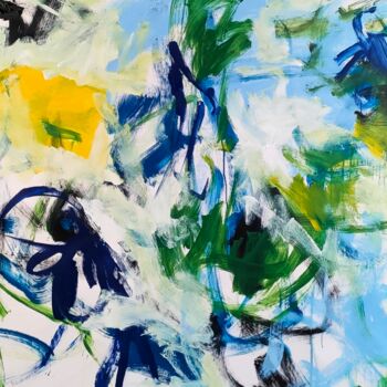 "Flowers in blue" başlıklı Tablo Emily Starck tarafından, Orijinal sanat, Akrilik Ahşap Sedye çerçevesi üzerine monte edilmiş