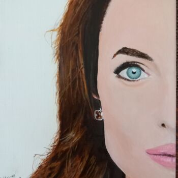 Painting titled "Anjelina Jolie" by Paul Sullivan, Original Artwork, Acrylic Mounted on Wood Stretcher frame