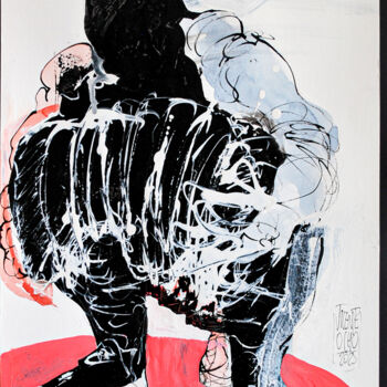 Painting titled "darkness is a melody" by Vicente Occhionero, Original Artwork, Ink Mounted on Wood Panel