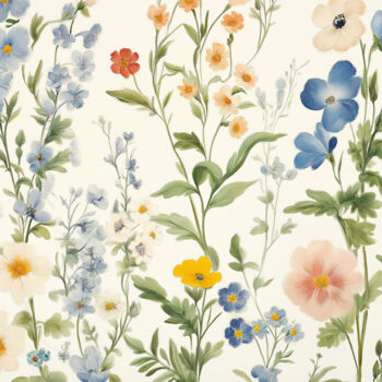 제목이 "Vintage Floral Bouq…"인 디지털 아트 春宇 关로, 원작, AI 생성 이미지 판지에 장착됨