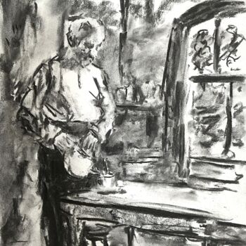 Disegno intitolato "The wee hours." da Victoria General, Opera d'arte originale, Carbone