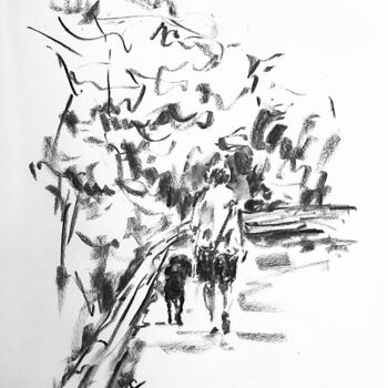 Drawing titled "Slowly together up…" by Victoria General, Original Artwork, Charcoal