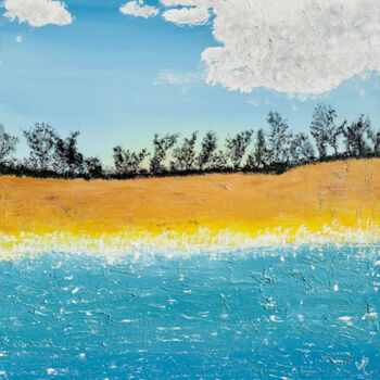 「LEVER DU SOLEIL」というタイトルの絵画 Rick Smithによって, オリジナルのアートワーク, アクリル ウッドストレッチャーフレームにマウント
