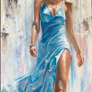 Painting titled "Venus  waterfall" by Gianfranco Combi, Original Artwork, Oil Mounted on Wood Stretcher frame