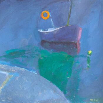 Malerei mit dem Titel "The purple boat" von Mariia Kurbatova, Original-Kunstwerk, Gouache