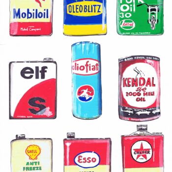 Σχέδιο με τίτλο "Vintage oil can n. 2" από S C H A S C I A, Αυθεντικά έργα τέχνης, Ακρυλικό