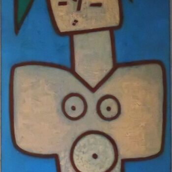 Painting titled "IDOLE FEMININE" by Adele Mosonyi, Original Artwork, Oil Mounted on Wood Stretcher frame