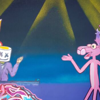 Peinture intitulée "Pantera e Marshmello" par Marks, Œuvre d'art originale, Acrylique