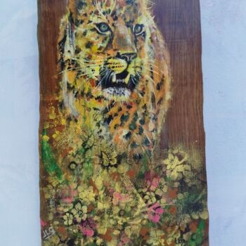 Painting titled "Tigre 2" by Jean-Luc Garcia, Original Artwork, Acrylic Mounted on Wood Panel
