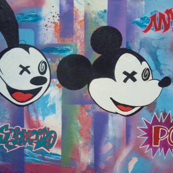 Peinture intitulée "Oswald and Mickey" par Marks, Œuvre d'art originale, Acrylique