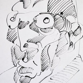 Drawing titled ""A paranoid is some…" by Vicente Occhionero, Original Artwork, Ink Mounted on Wood Panel